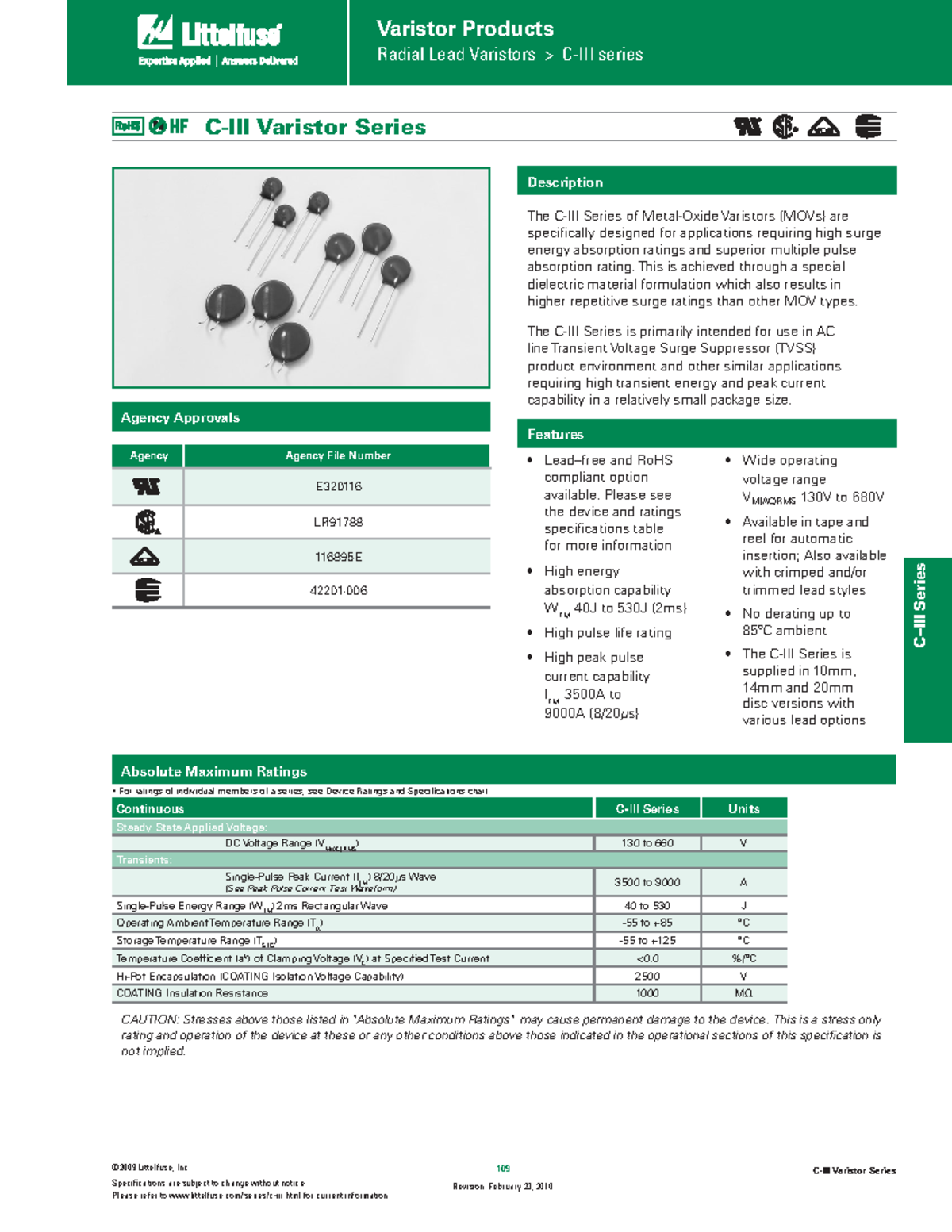 P275L20 Varistor Series Datasheet: High Surge Energy Absorption - Studocu
