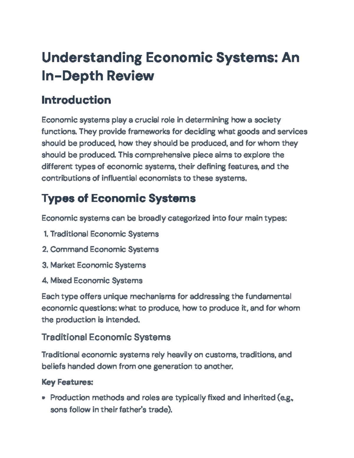 Economic Systems Analysis: Types, Features, and Key Economists ...
