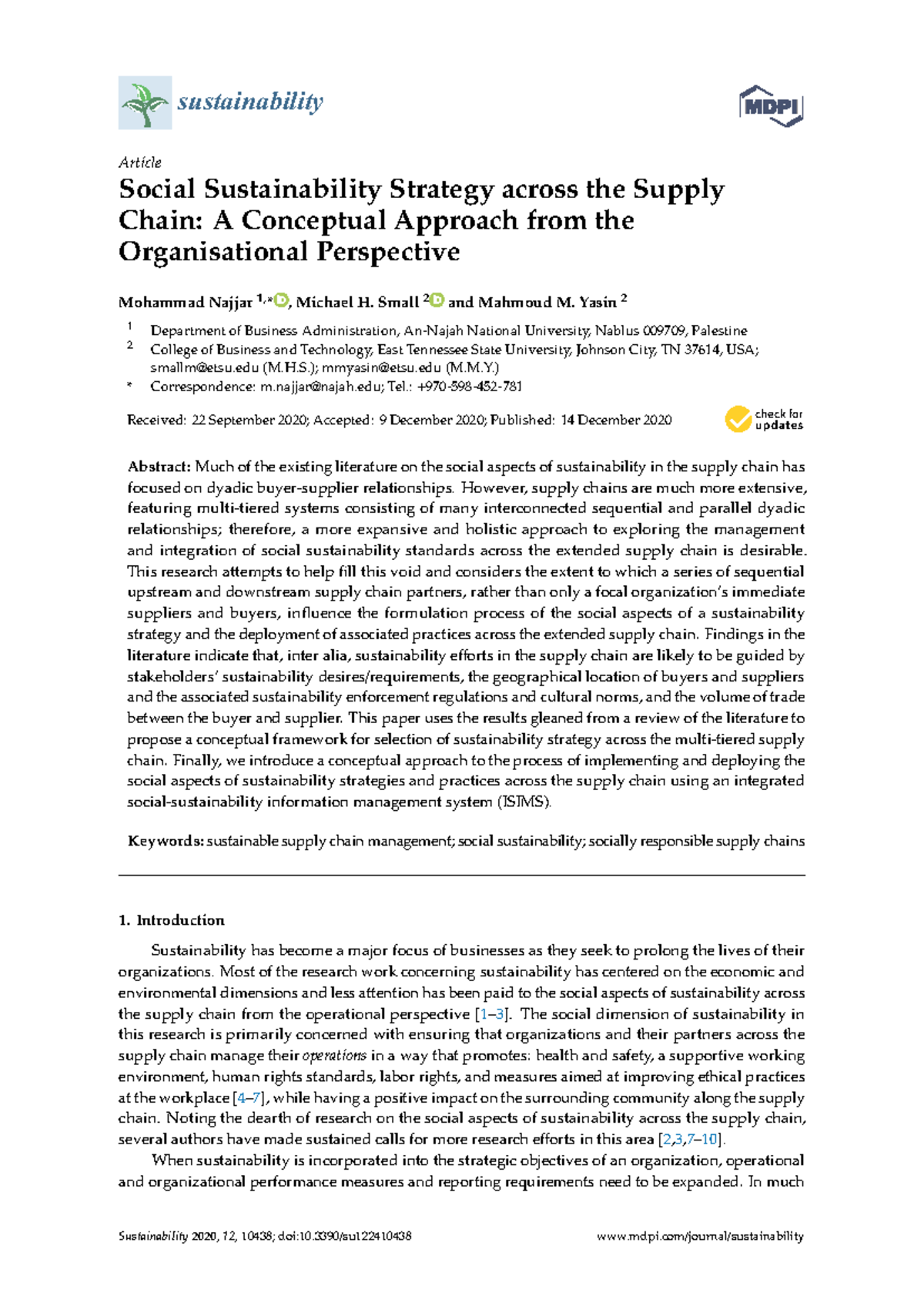 Social Sustainability Strategy in Supply Chains: A Conceptual Framework ...
