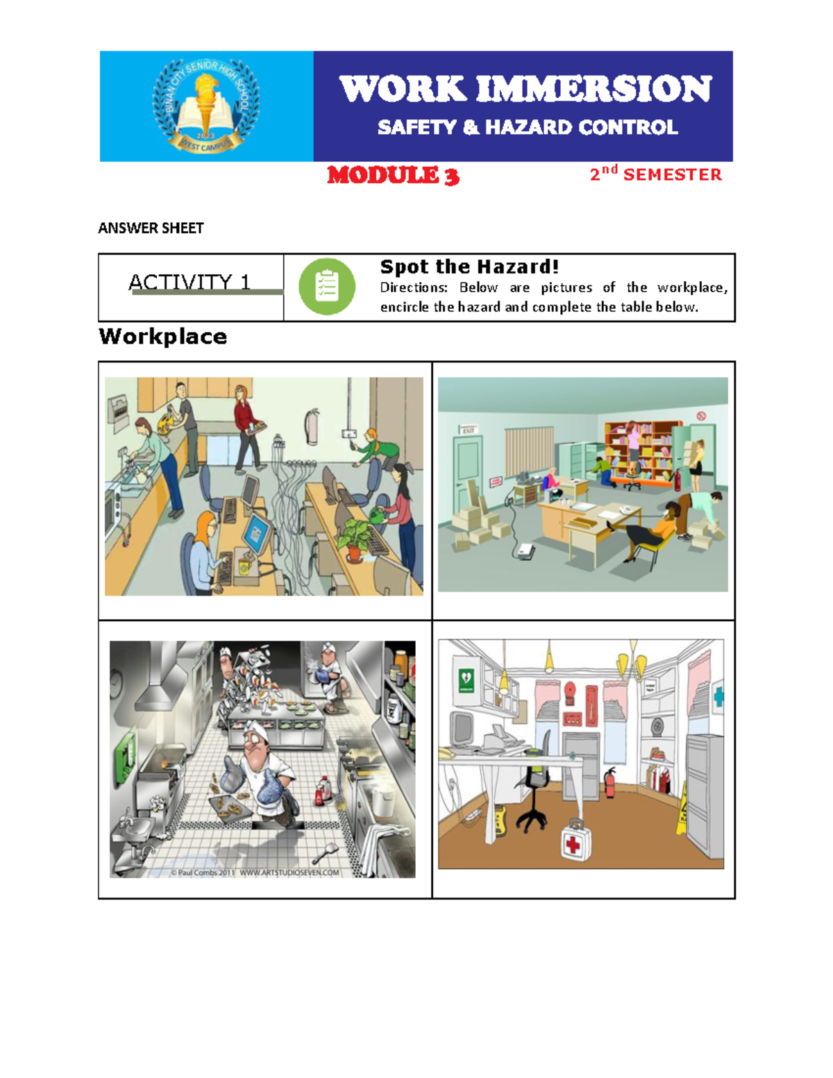 2nd SEMESTER ACTIVITY 1: Workplace Hazard Identification & Safety ...