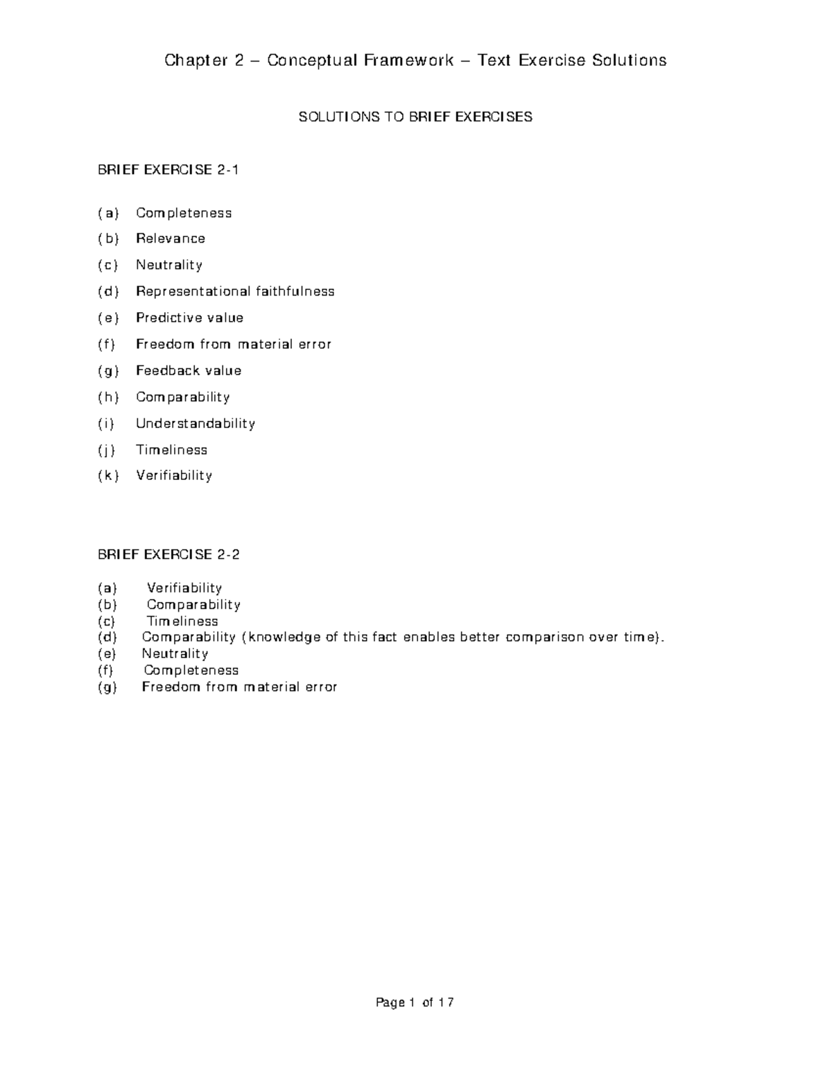 Chapter 2 - Solutions to Textbook Exercises and Brief Exercises - Studocu