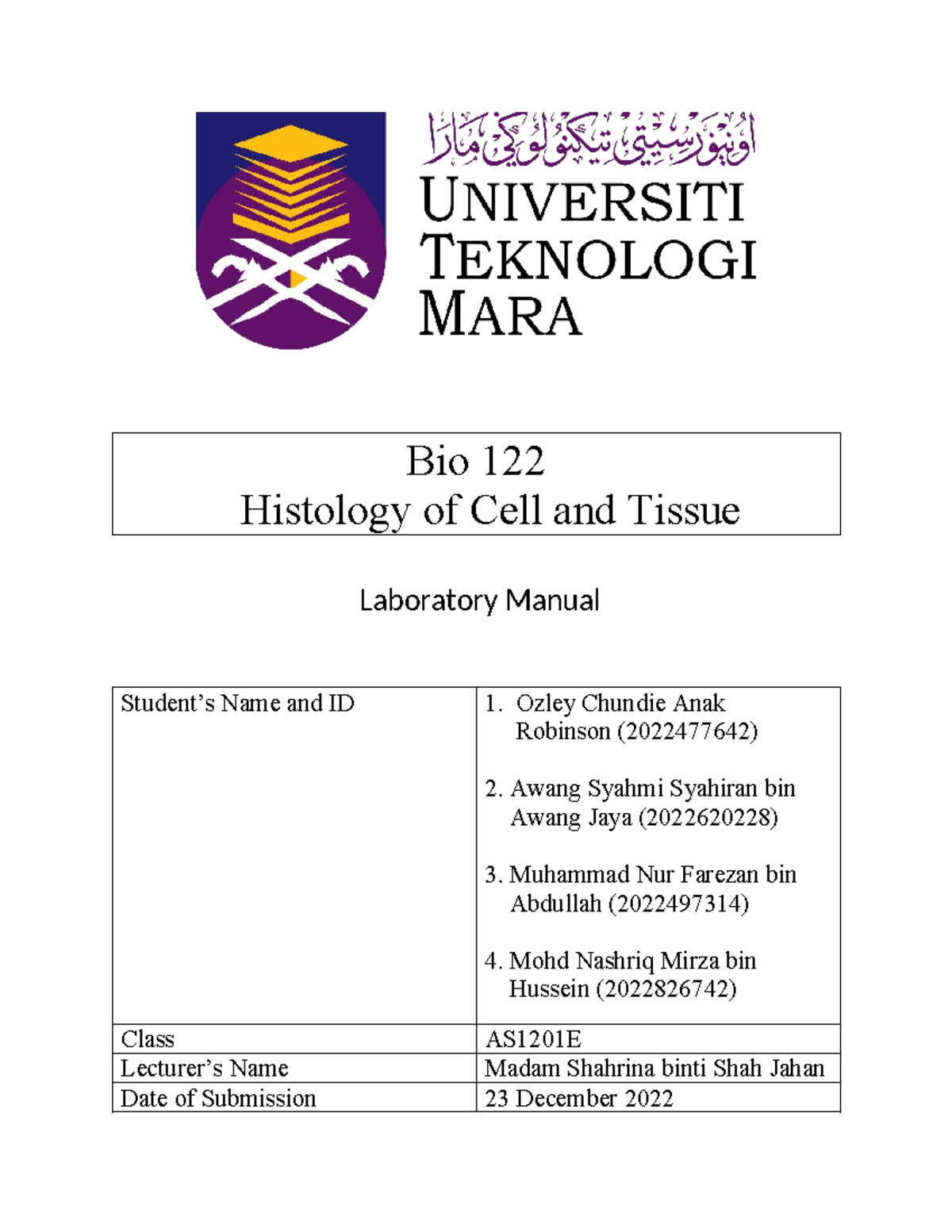 BIO 122 Lab Report: Experiment 2 on Diffusion & Osmosis - Studocu