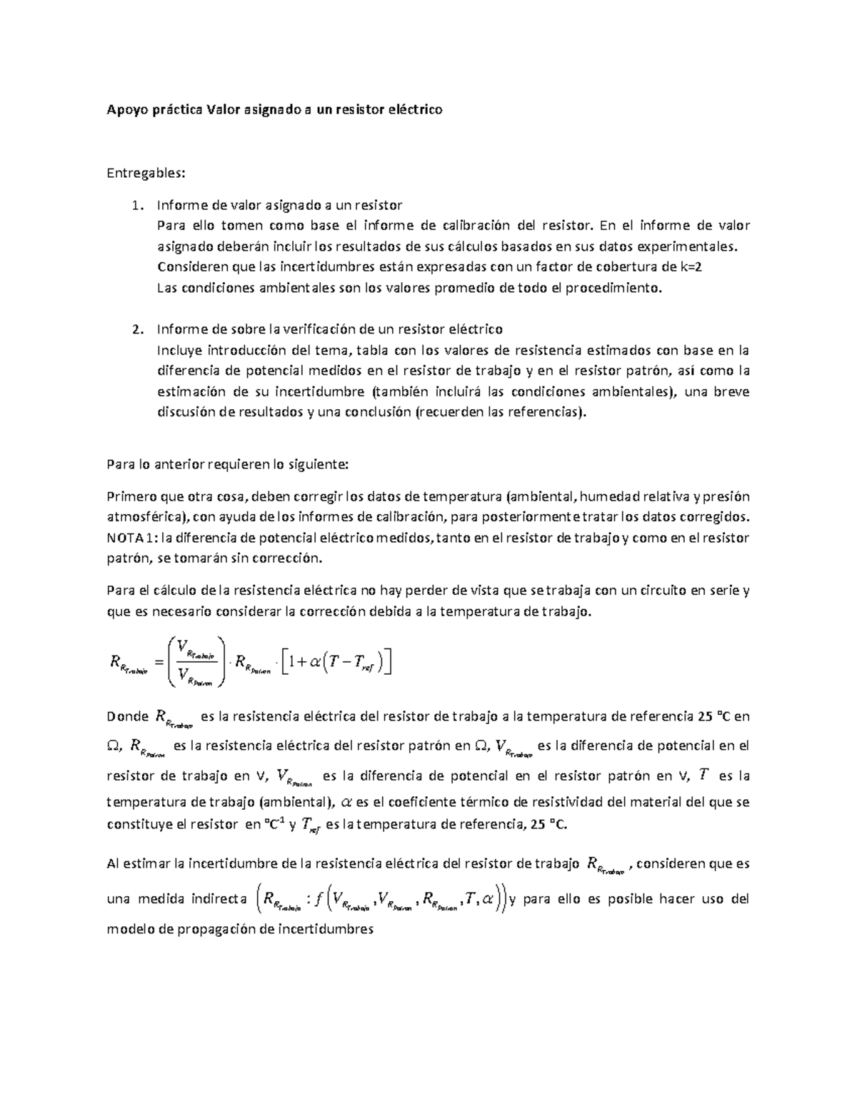 Informe de Práctica: Valor Asignado a un Resistor Eléctrico - Studocu