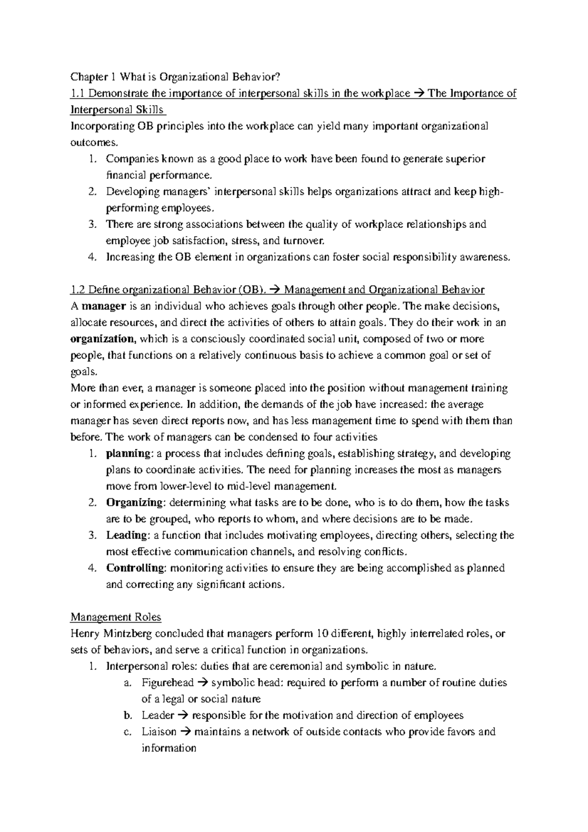 Chapter 1: Understanding Organizational Behavior and Its Importance ...