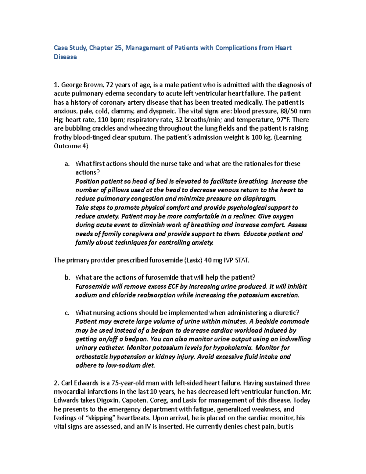 Case Study: Managing Complications of Heart Disease (Chapter 25) - Studocu