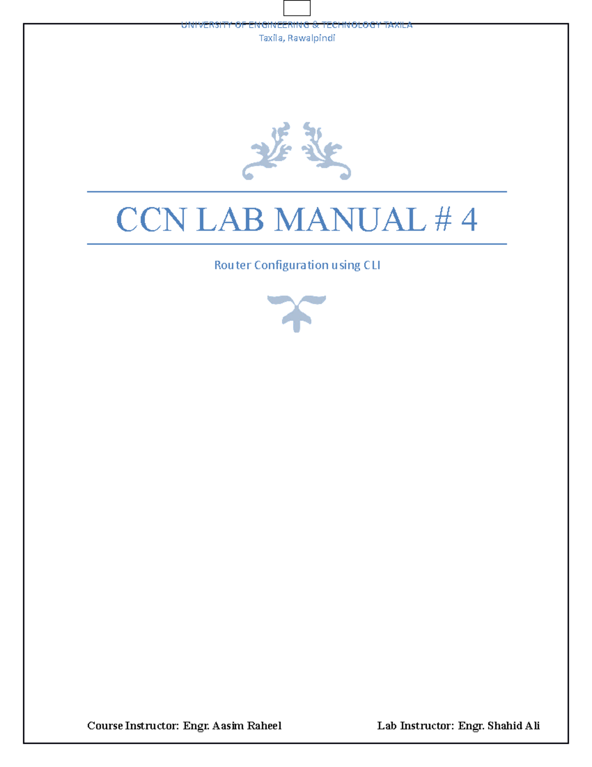 CCN Lab 4 - Router Configuration with CLI Instructions - Studocu