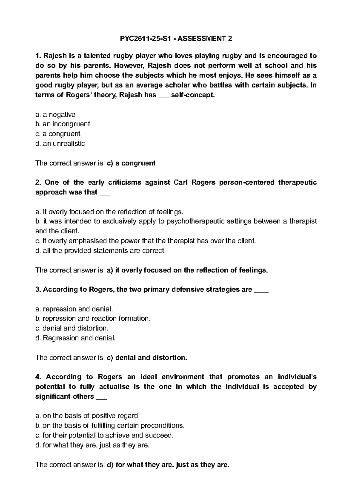 PYC2611-25-S1 - Assessment 2: Understanding Human Behavior and ...