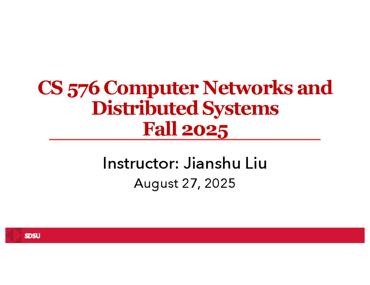 CS 576 Computer Networks & Distributed Systems - Chapter 1 Overview ...