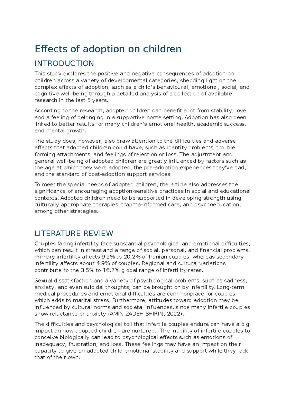 Effects of adoption on children - Effects of adoption on children ...
