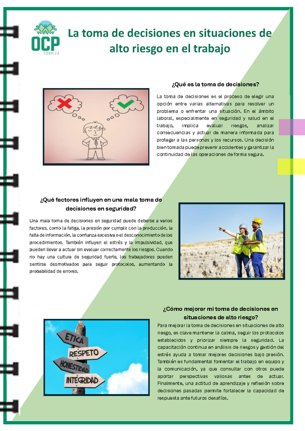 La Toma de Decisiones en Situaciones de Alto Riesgo en el Trabajo - Studocu