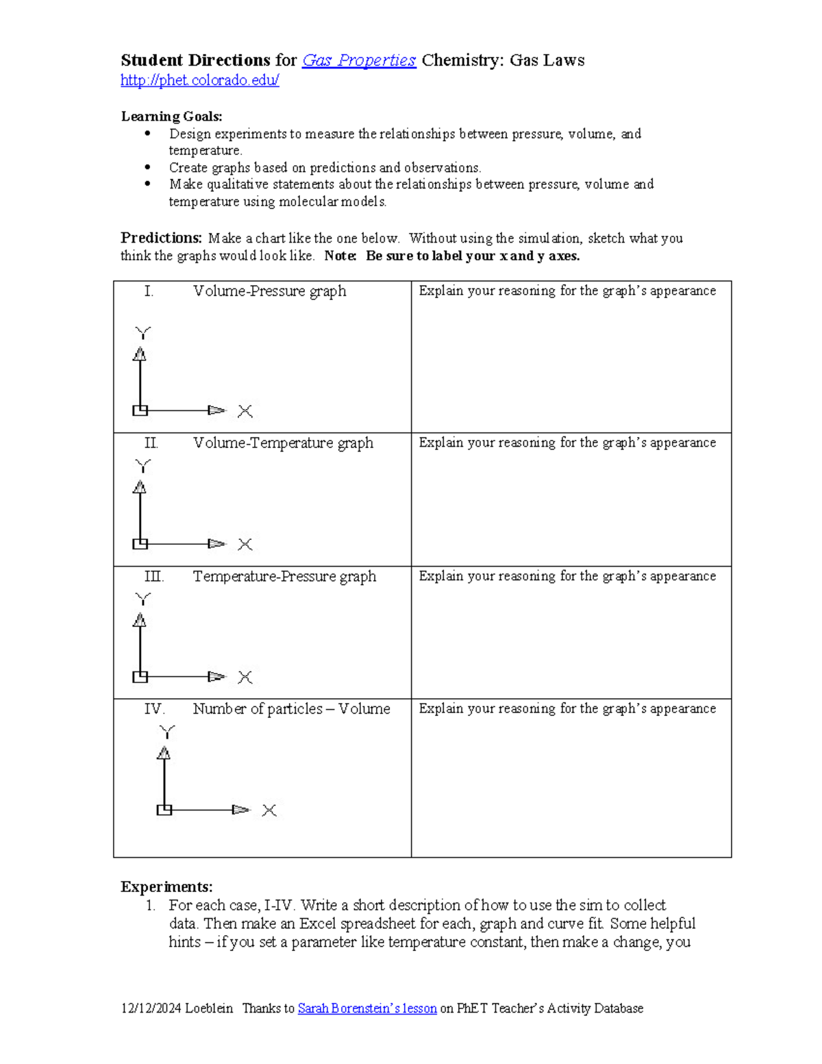 Gas Properties Laws student directions - Student Directions for Gas ...