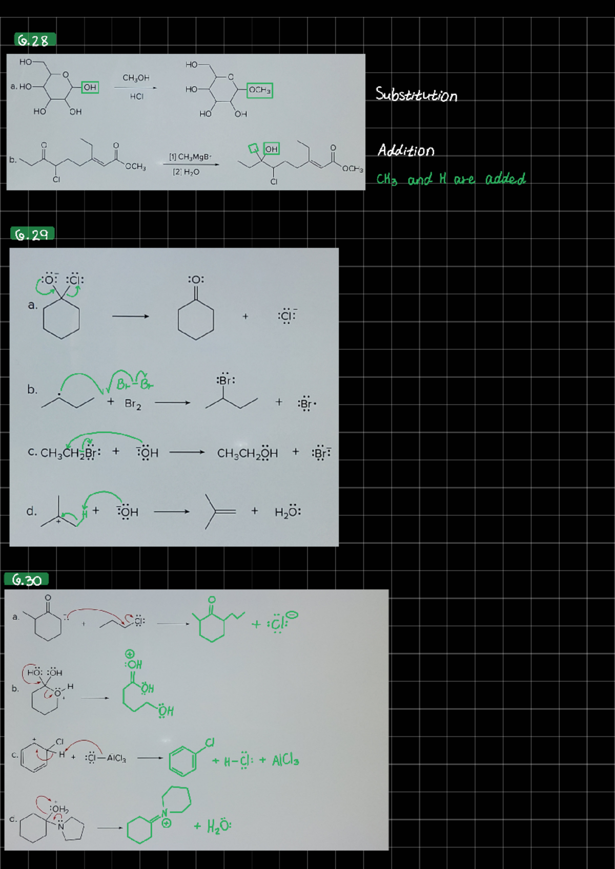 Chapter 6 221028 172126 - Substitution iL) ge CH3MgBr OH Addition OCH3 ...