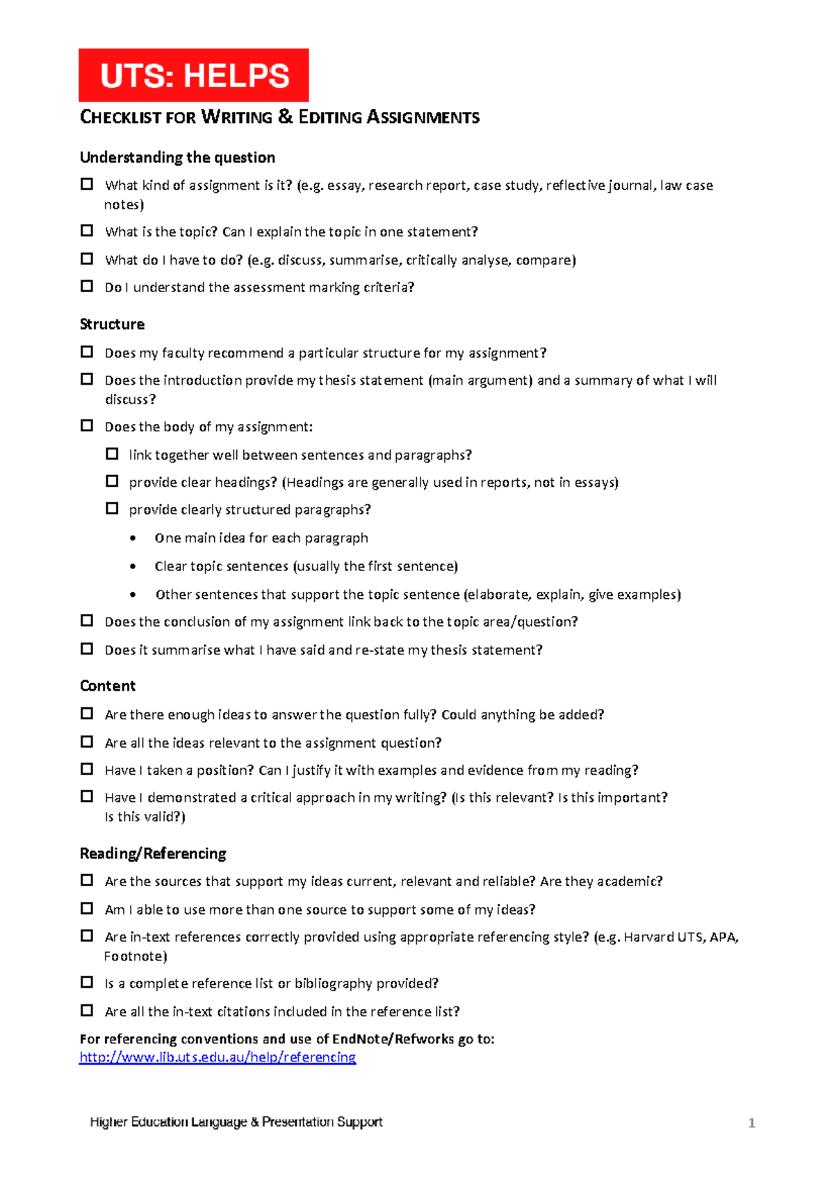 Writing and Editing Checklist (v2) 0 - 1 CHECKLIST FOR W RITING & E ...