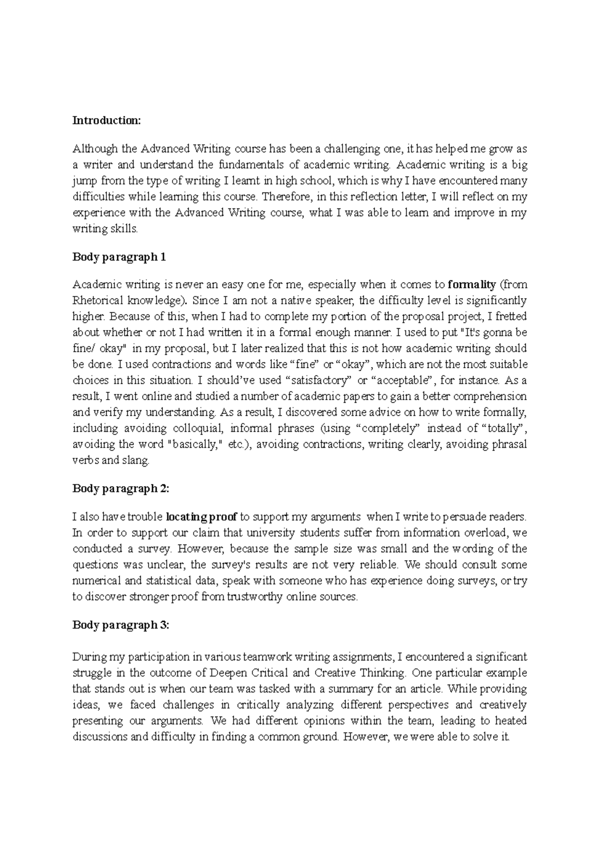 Reflection letter - Google Tài liệu - Introduction: Although the ...
