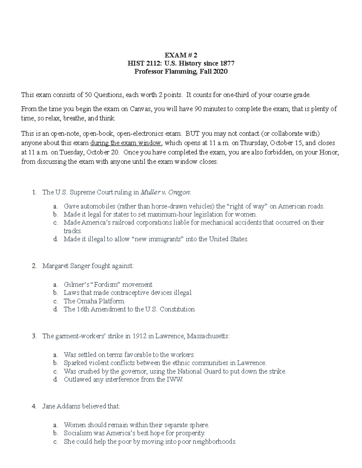 HIST 2112 Midterm Exam 2 Study Guide: Key Concepts & Questions - Studocu