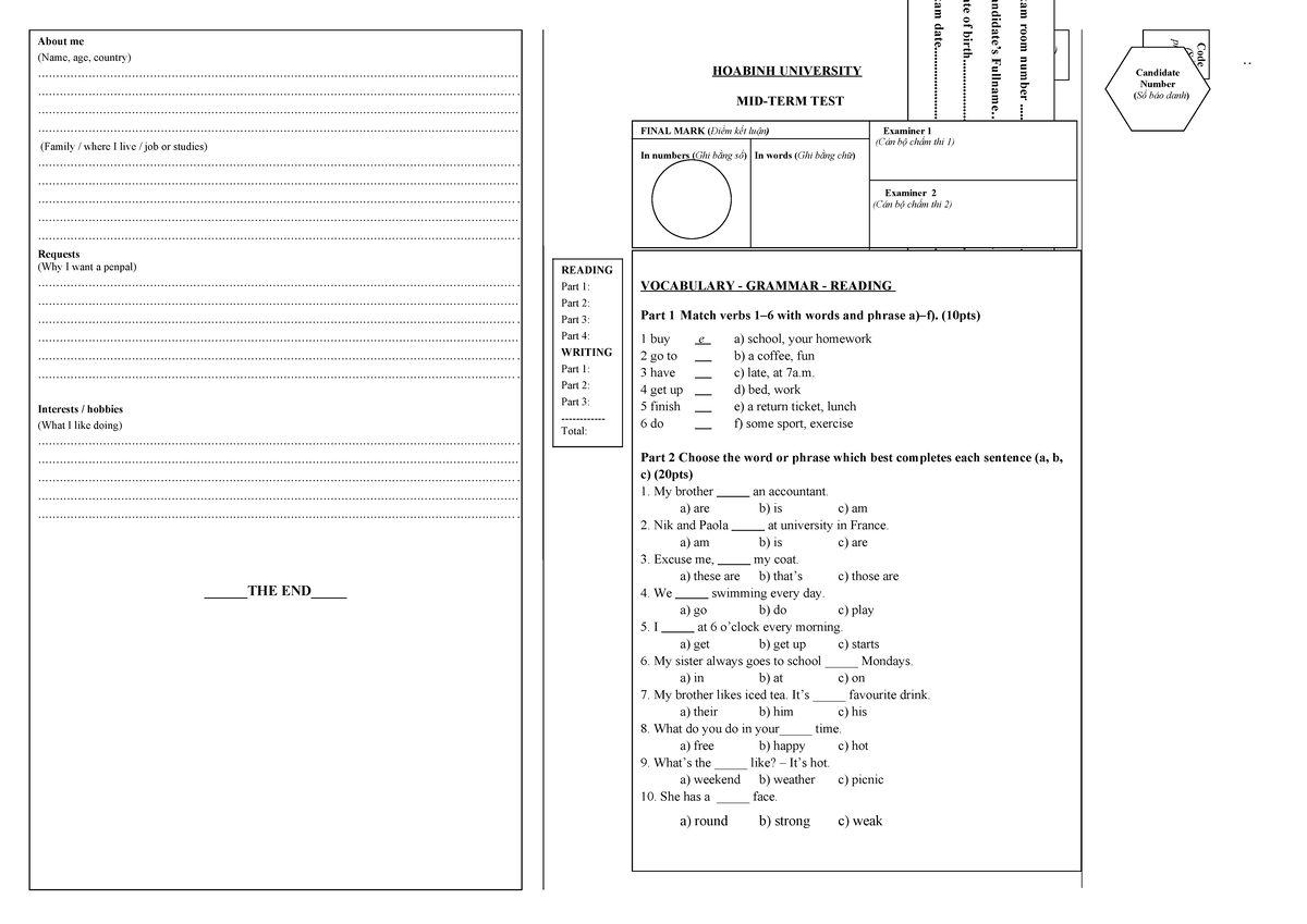 Midterm Test - English Language Skills Assessment (ENG101) - Studocu