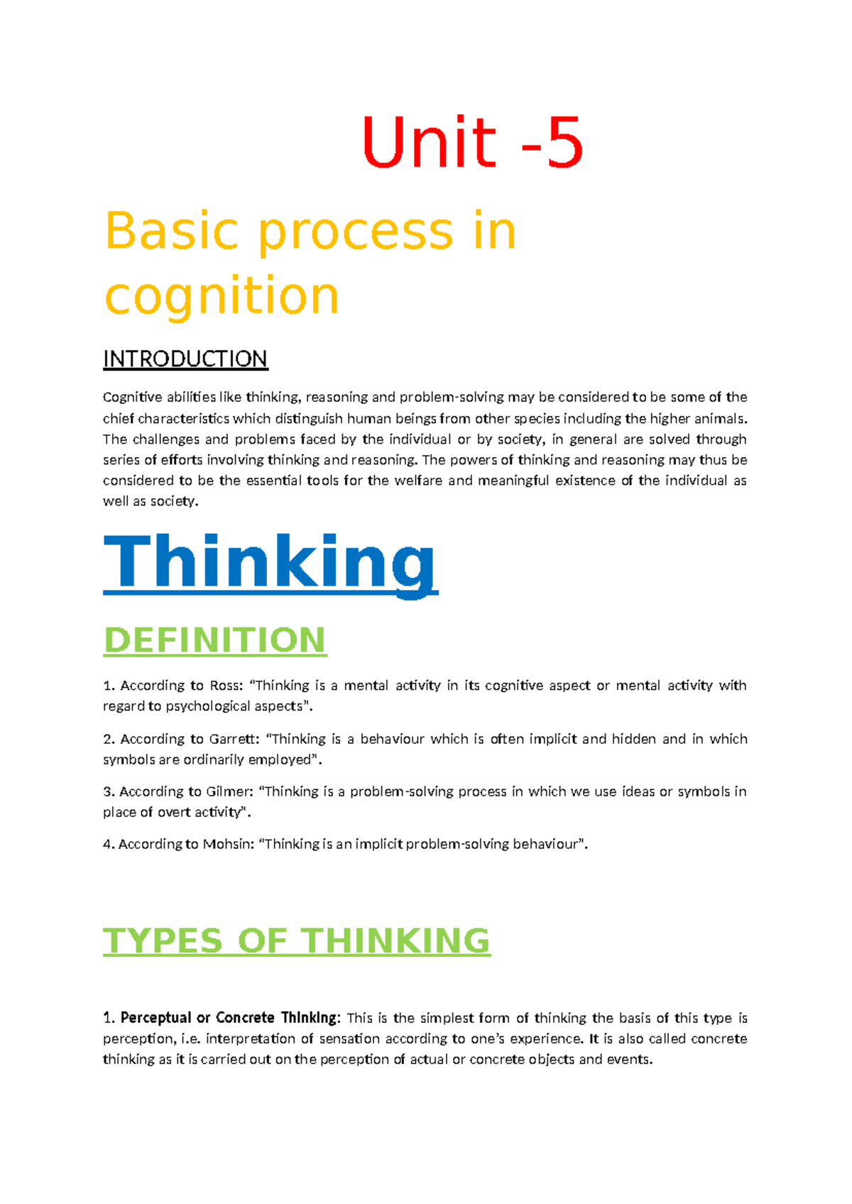 Cognitive Processes: Understanding Thinking and Reasoning in Psychology ...