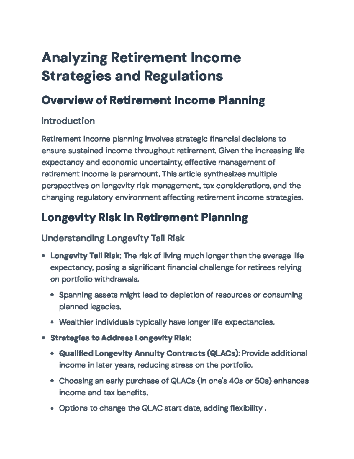 Retirement Income Planning Strategies and Regulations Overview ...