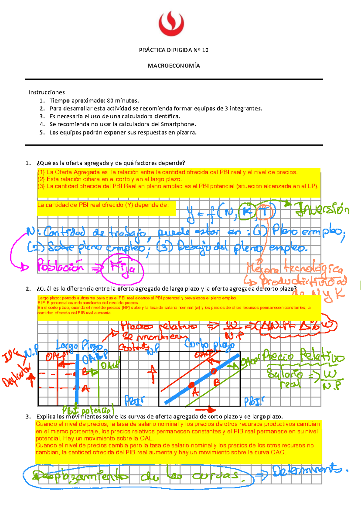 AF133 - Macroeconomía - Práctica Dirigida 10: Oferta y Demanda Agregada ...