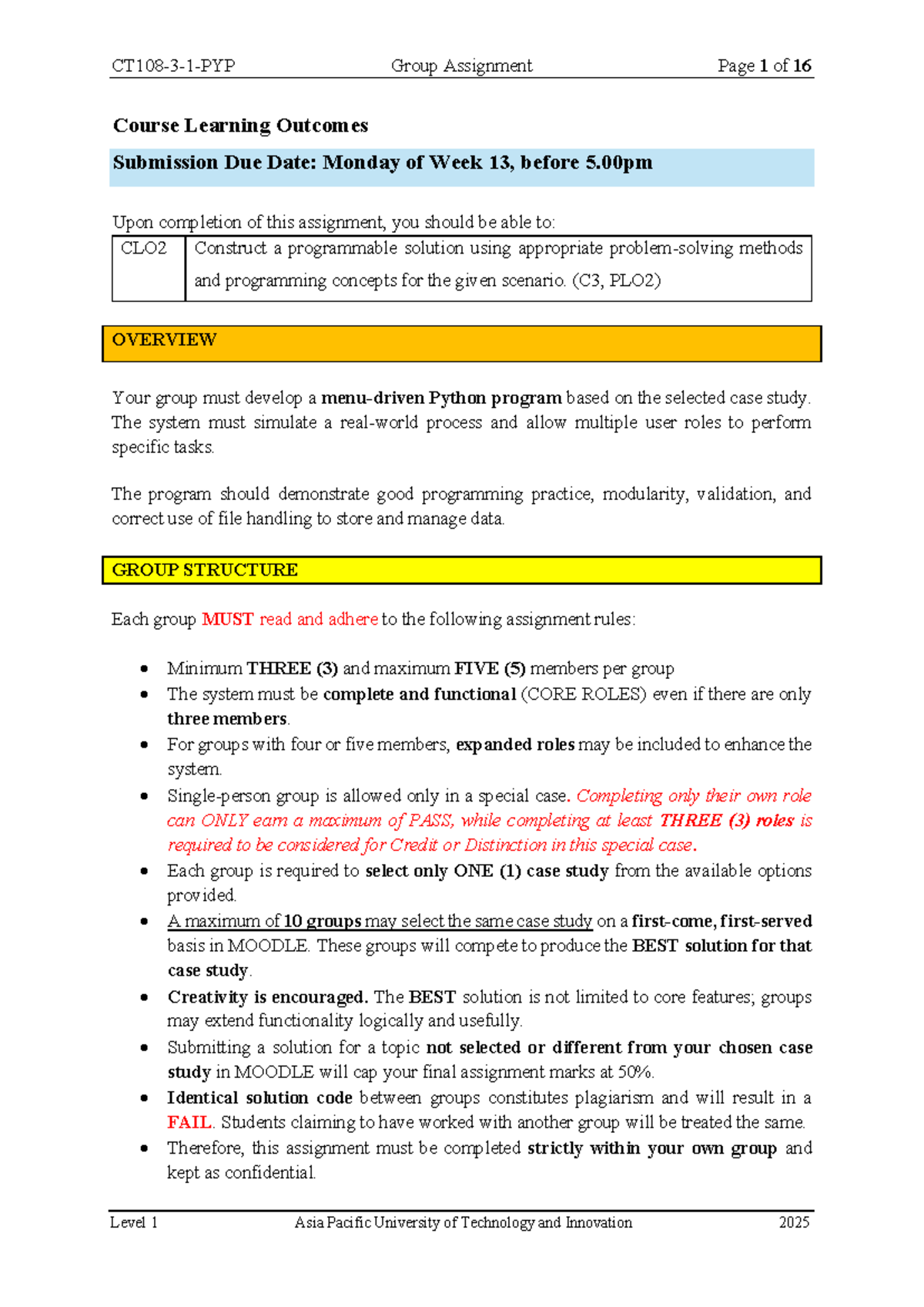 CT108-3-1-PYP [Group Assignment] 2025: Python Program Development ...