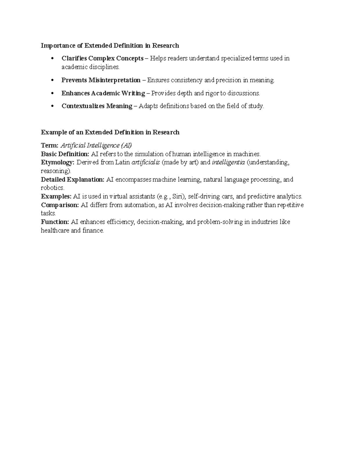 Extended Definition in Research: Clarifying Complex Concepts - Studocu