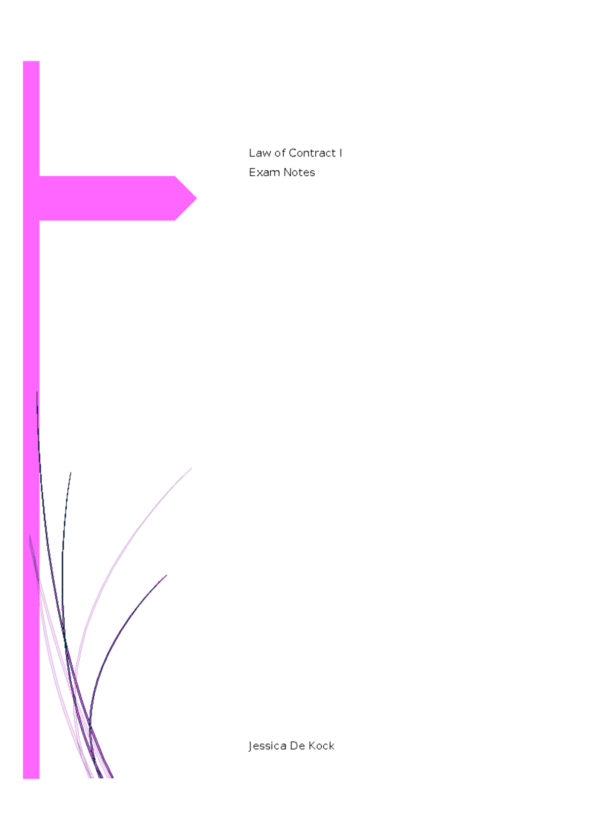 Law of Contract I Exam Notes: Key Concepts and Legal Principles - Studocu