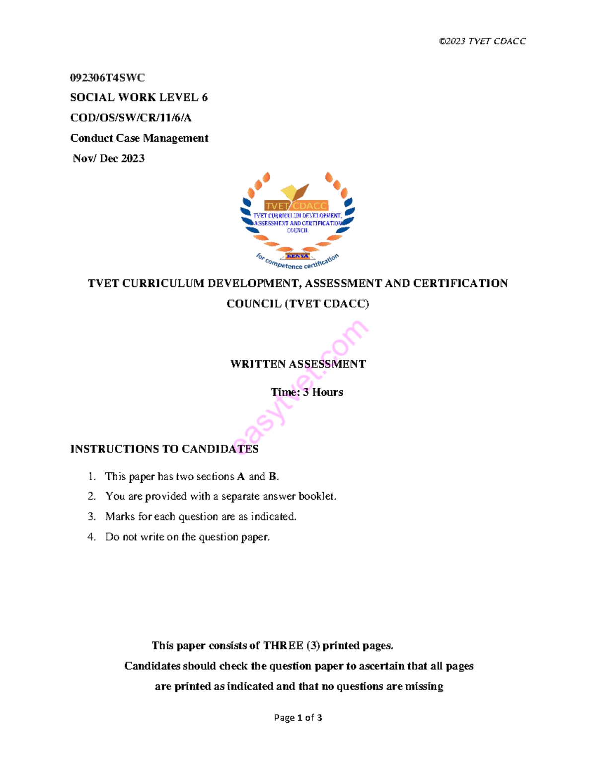 Social Work Level 6 - 092306T4SWC Case Management Revision Notes - Studocu