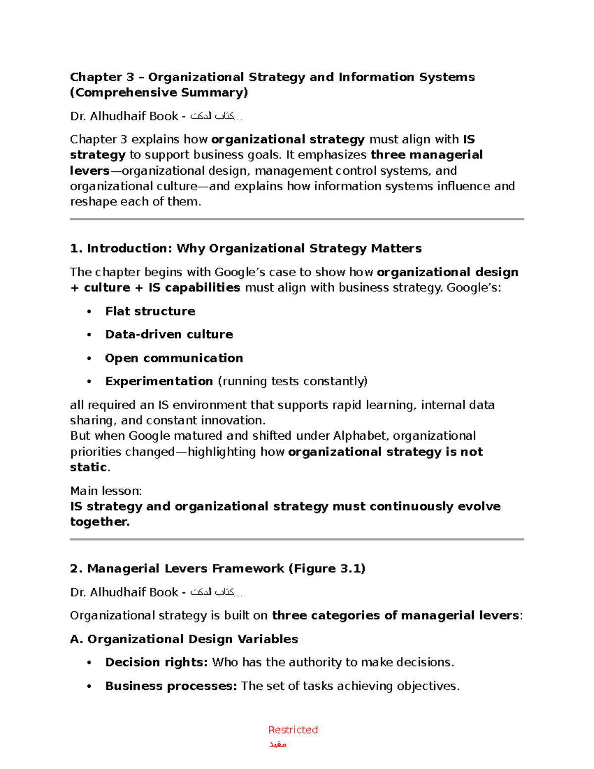 Chapter 3: Org Strategy & IS Alignment - Comprehensive Summary (Data ...