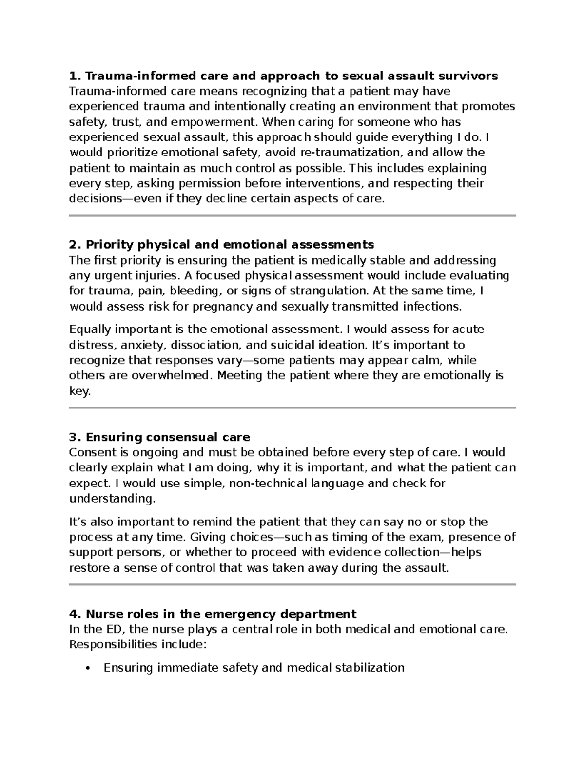 Pre-Sim Homework for Nursing Simulation: Care for Sexual Assault ...