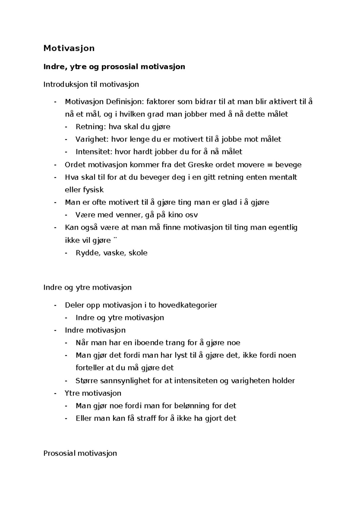Motivasjon: Indre, Ytre og Prososial - Introduksjon til Motivasjon ...
