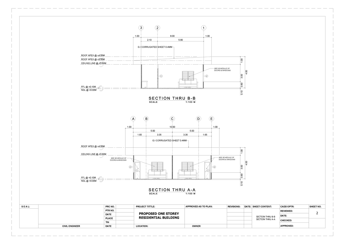 One Storey Residential Building Section Thru (Sheet No. 2) - Studocu