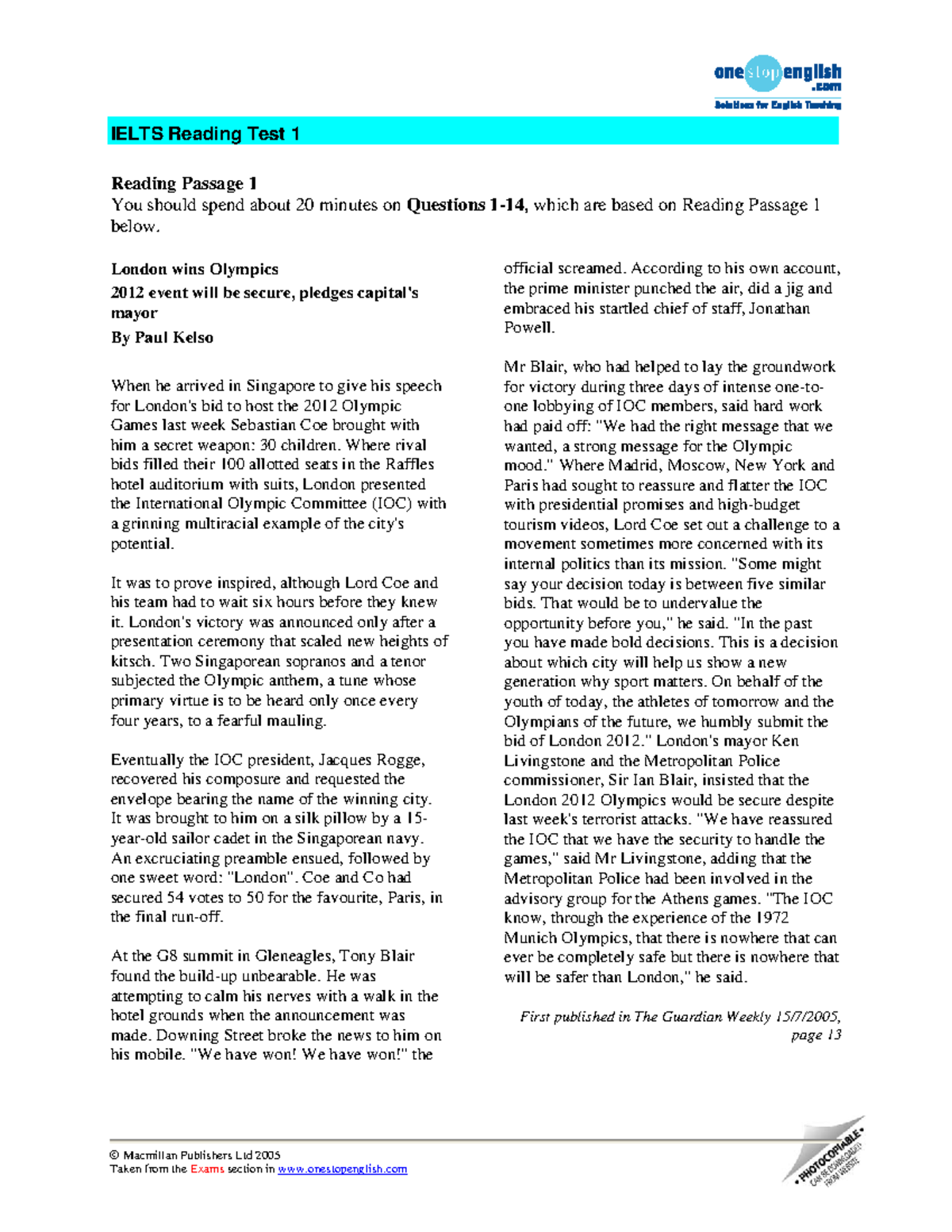 01 Mock Reading Test - IELTS Exam Paper on Climate Change and Magic ...