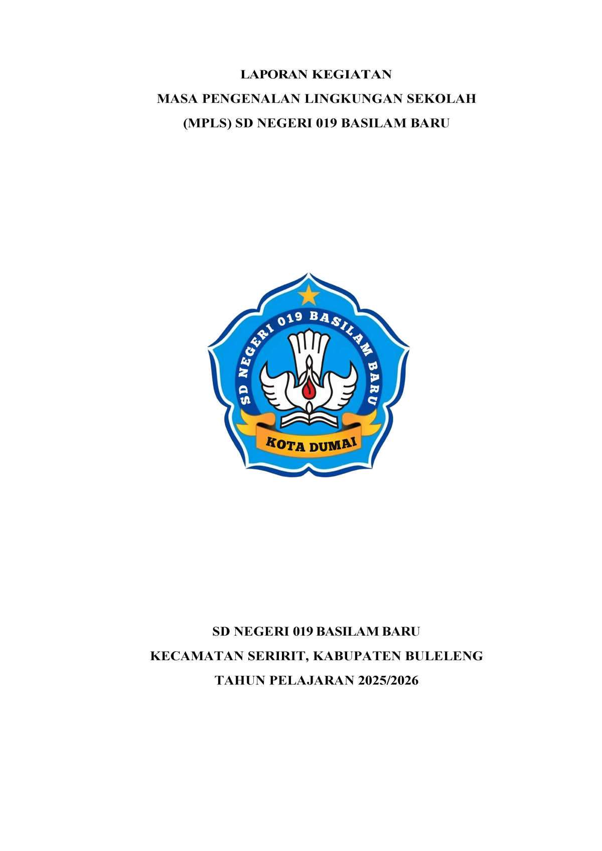 Laporan Kegiatan MPLS SD Negeri 019 Basilam Baru 2025-2026 - Document Preview