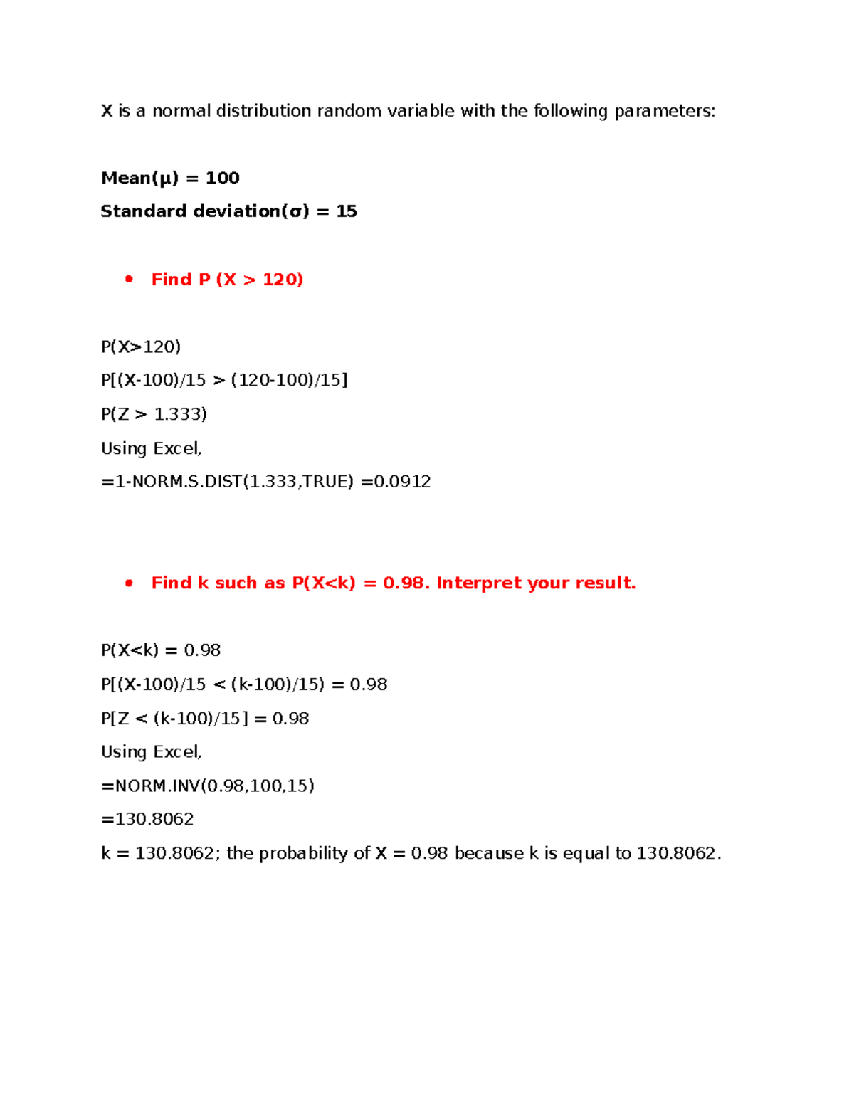 MATH1280 Unit-7 Learning Journal - X is a normal distribution random ...