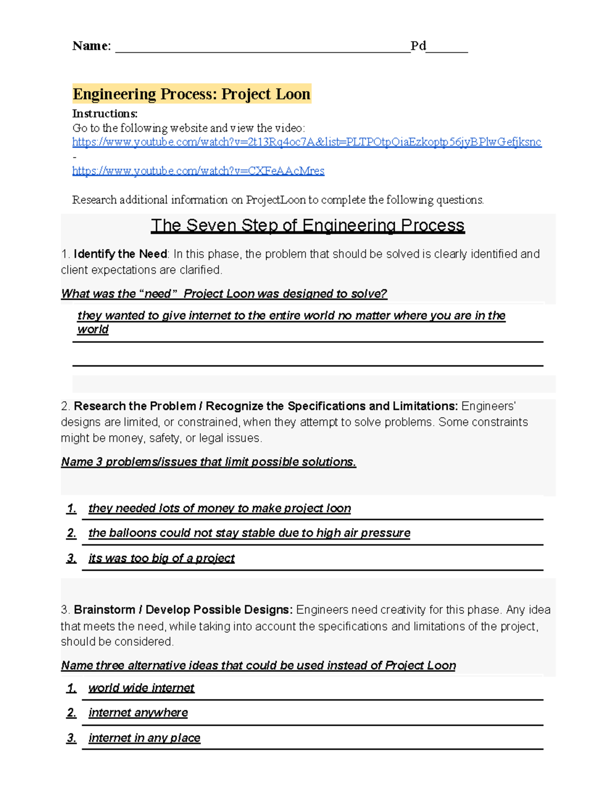 Engineering Process: Project Loon - Study Notes for 2.3 - Studocu