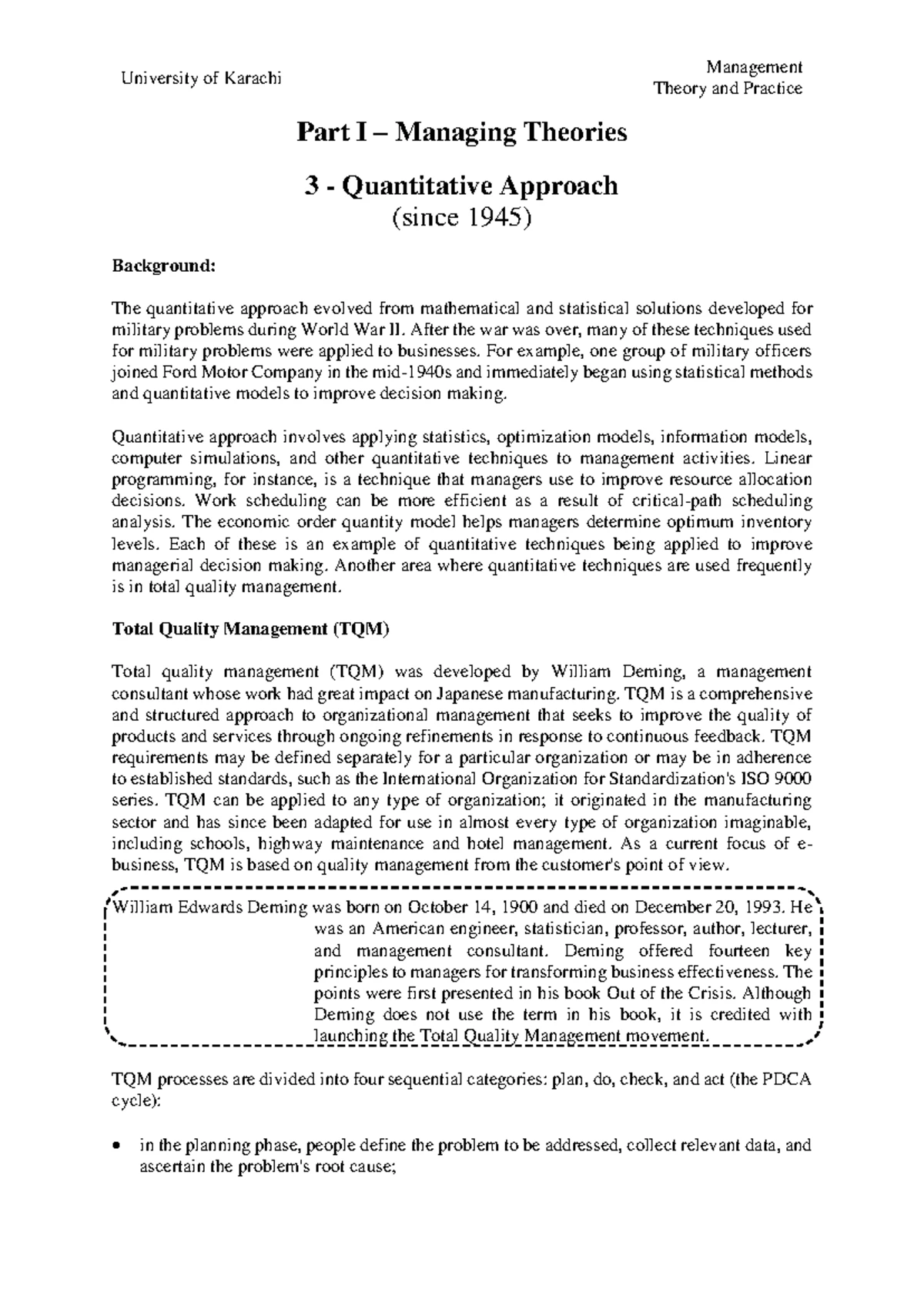 Management Theory and Practice (MGT101) - Contemporary Approaches Part ...