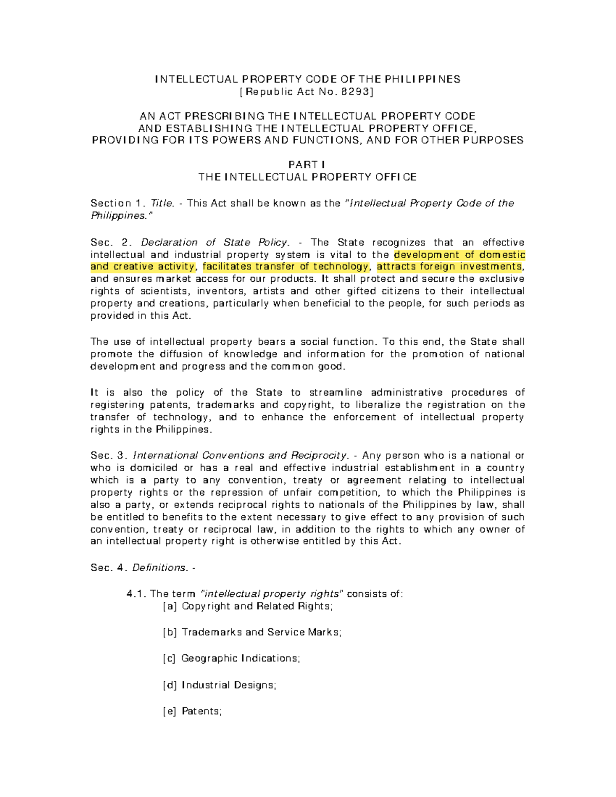 01 - RA-8293-1 Intellectual Property CODE OF THE Philippines ...