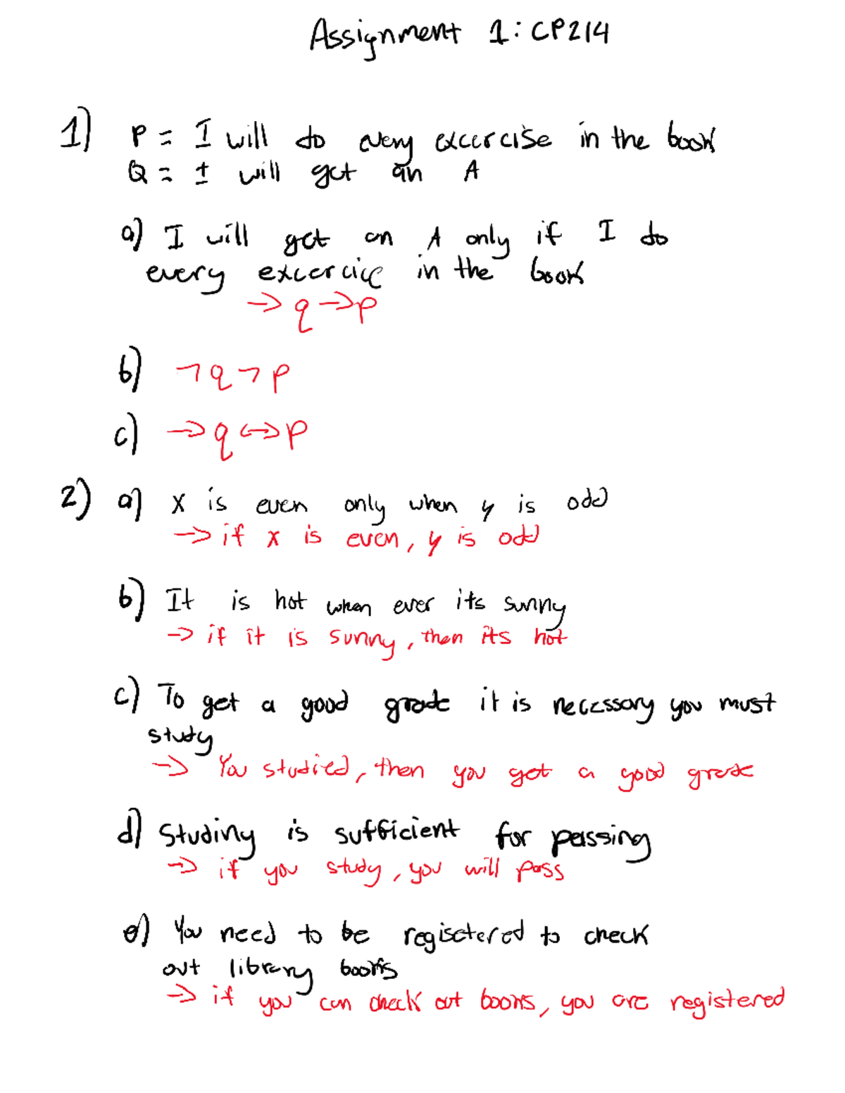 Assignment 1 Solutions: CP214 Logic Exercises and Proofs - Studocu