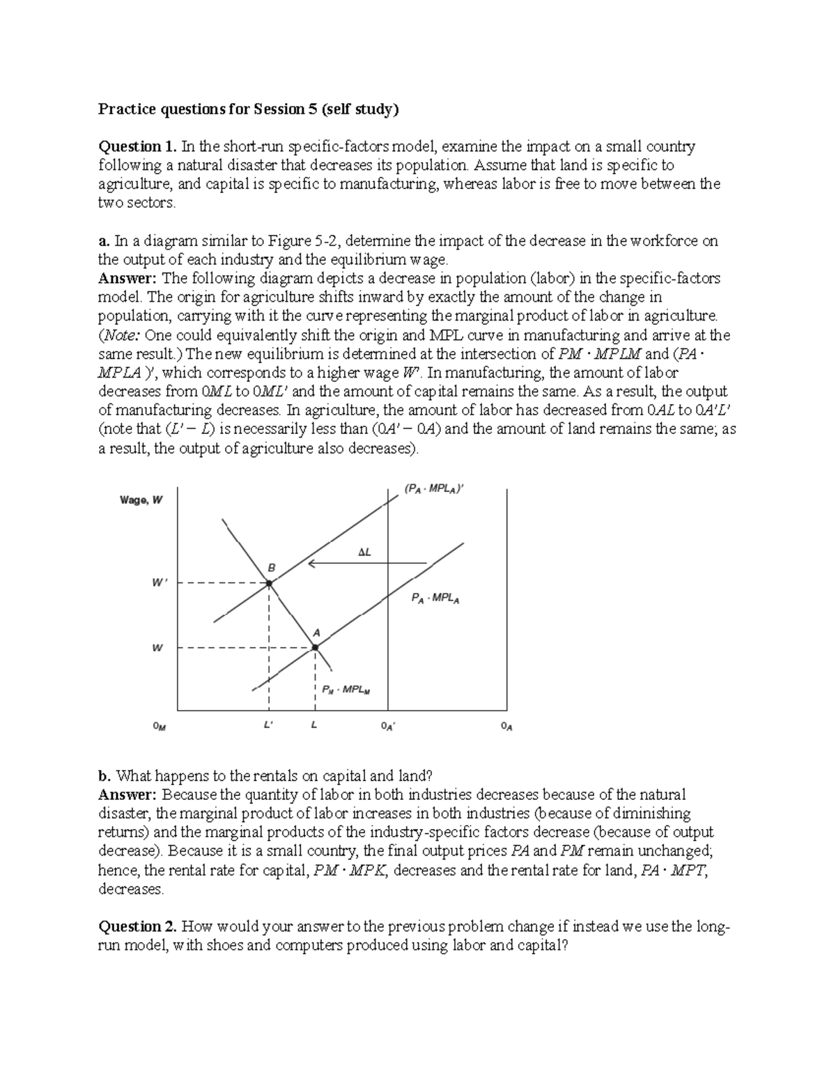 Practice Questions for Econ 101: Session 5 Self Study - Studocu
