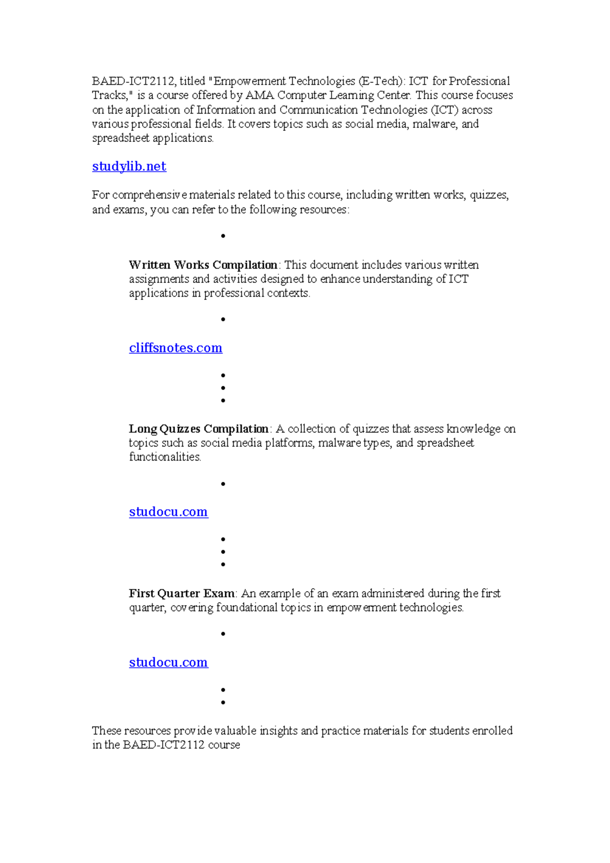 BAED - sources - BAED-ICT2112, titled 