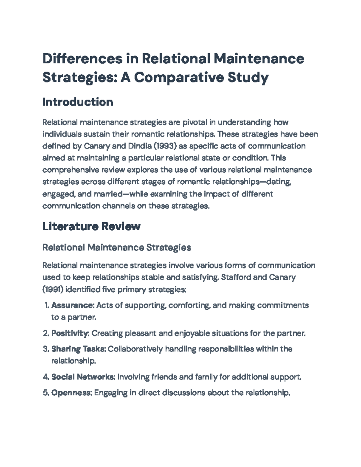 Analysis of Relational Maintenance Strategies in Romantic Relationships ...