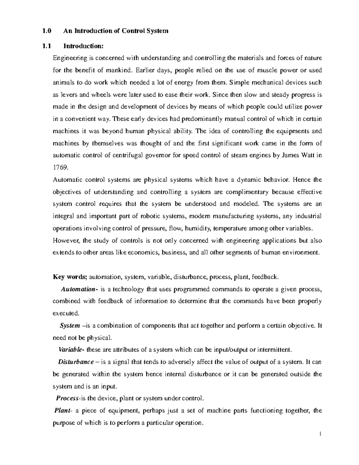 Control Systems Overview and Theory Notes (ENG 101) - Studocu
