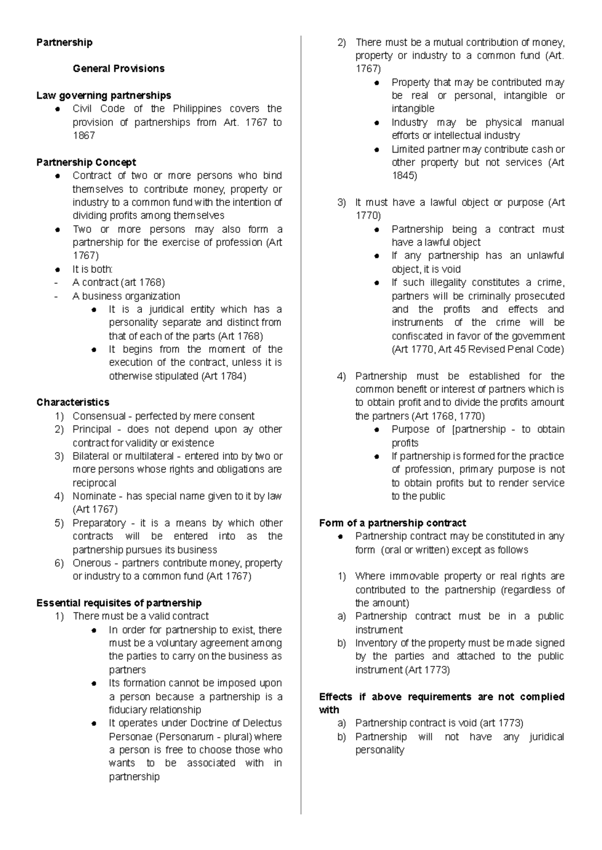 Partnership Notes - Partnership General Provisions Law governing ...