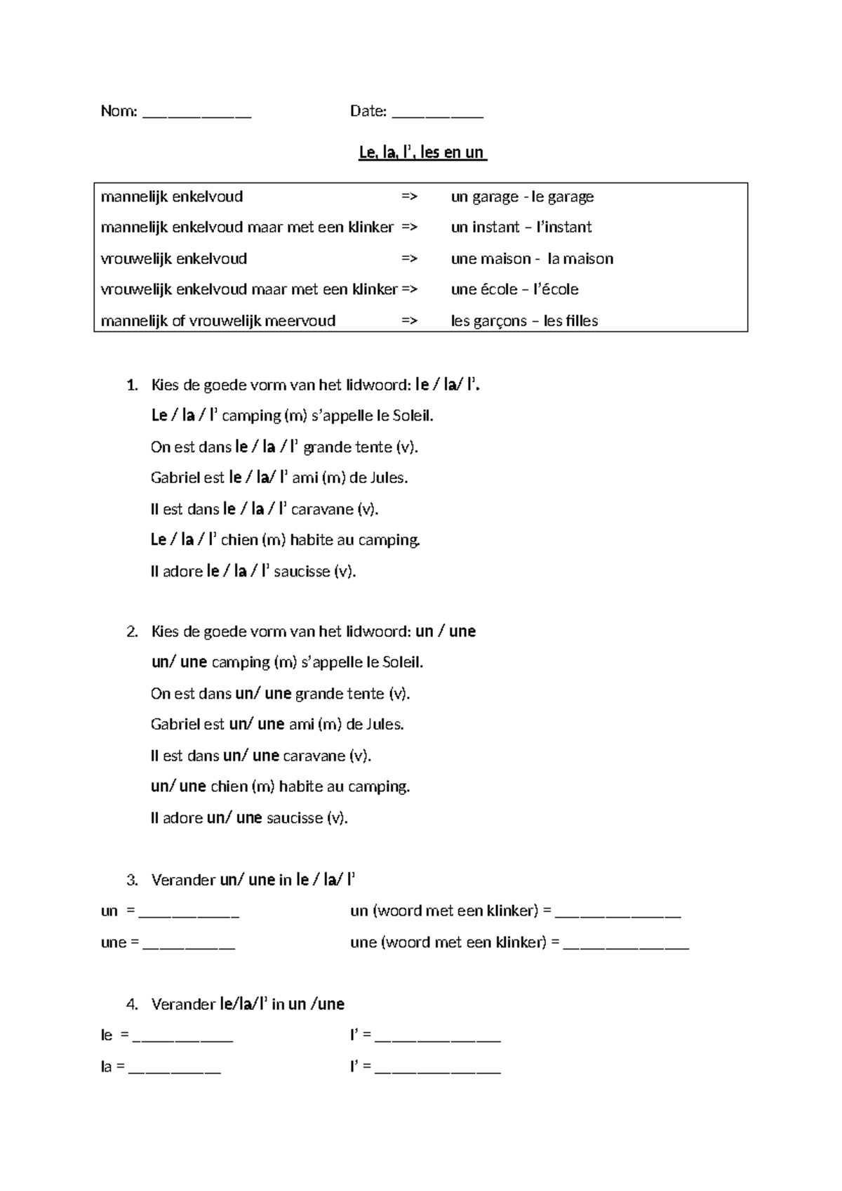 Bepaald en Onbepaald Lidwoord - Contact 3 - Studeersnel