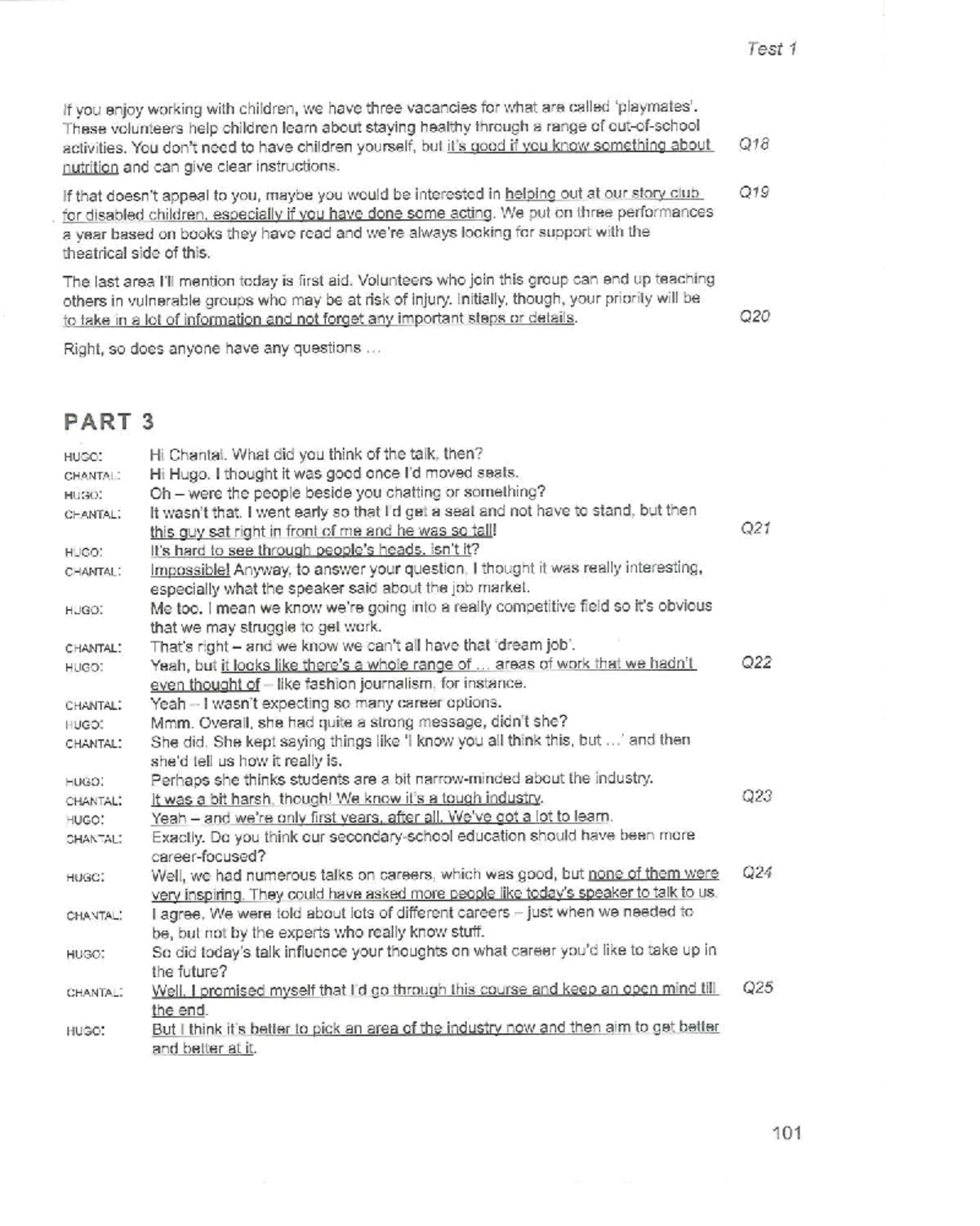 ENG101: Test 1 Script for Multiple Choice Questions - Studocu
