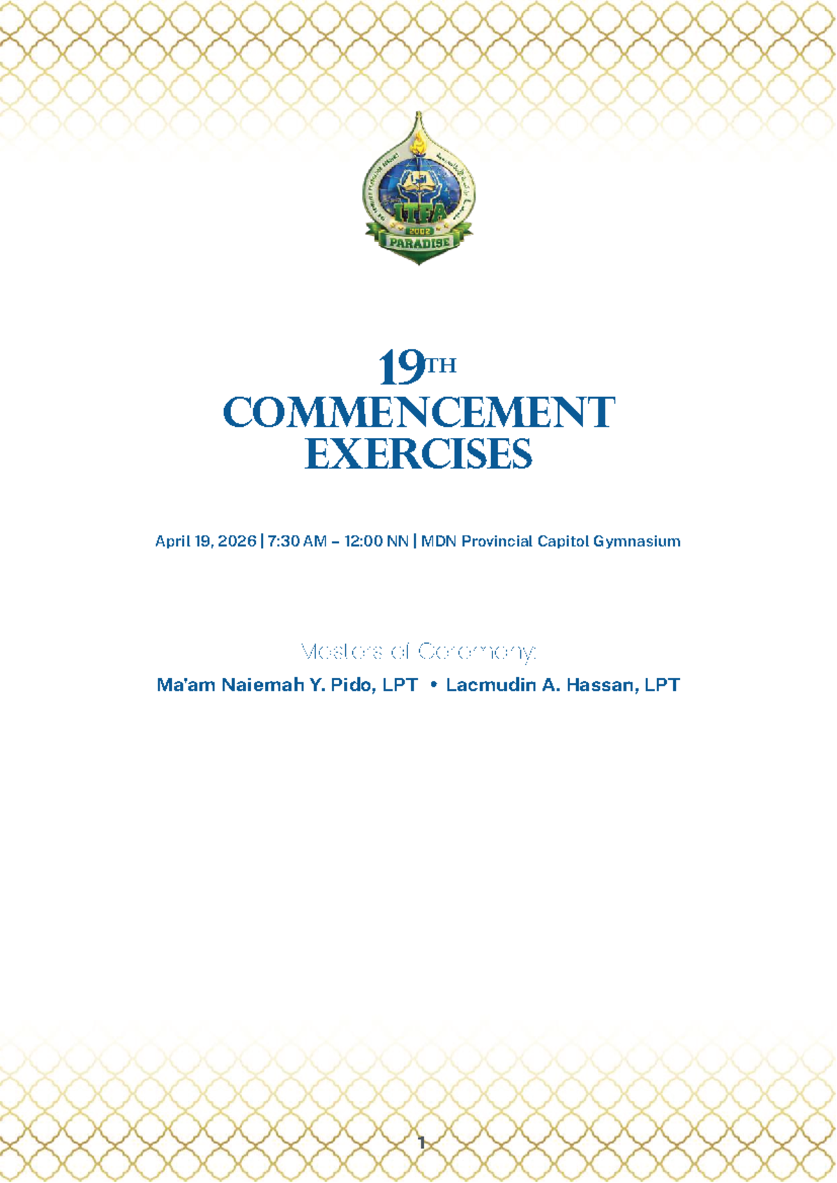 19th Commencement Exercises for Senior High School (STEM) - Studocu