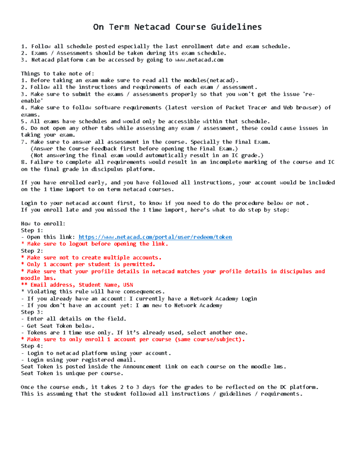 Netacad Course Guidelines (Updates as of July 1, 2022) - Studocu