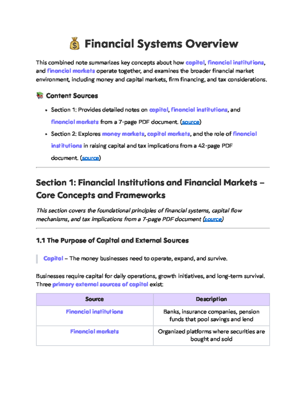Financial Systems Overview: Key Concepts in Capital & Markets - Studocu
