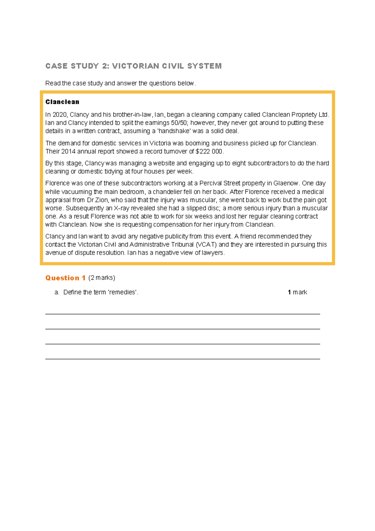 CASE STUDY 2: VICTORIAN CIVIL SYSTEM - LSU3AOS2 Analysis and Questions ...