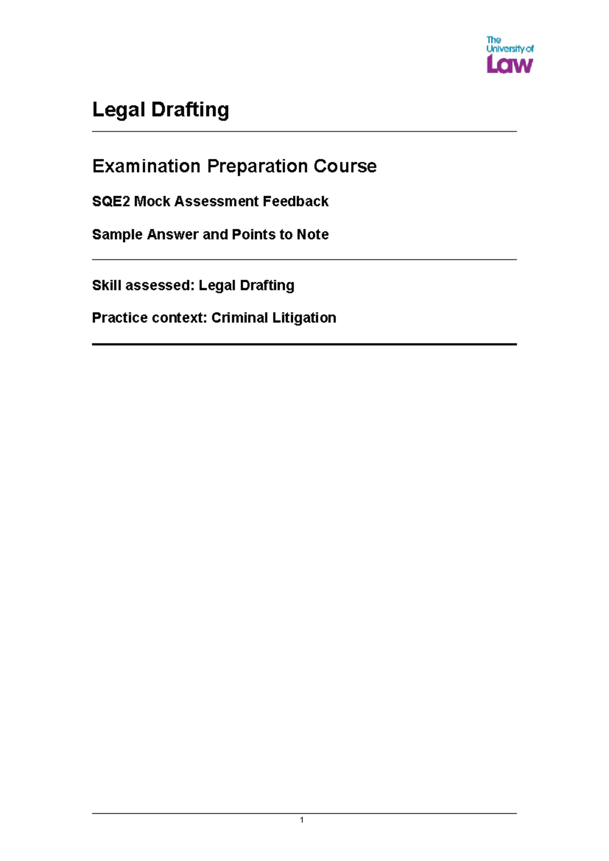 SQE2 Legal Drafting Exam Prep: Mock Defence Statement Sample - Studocu